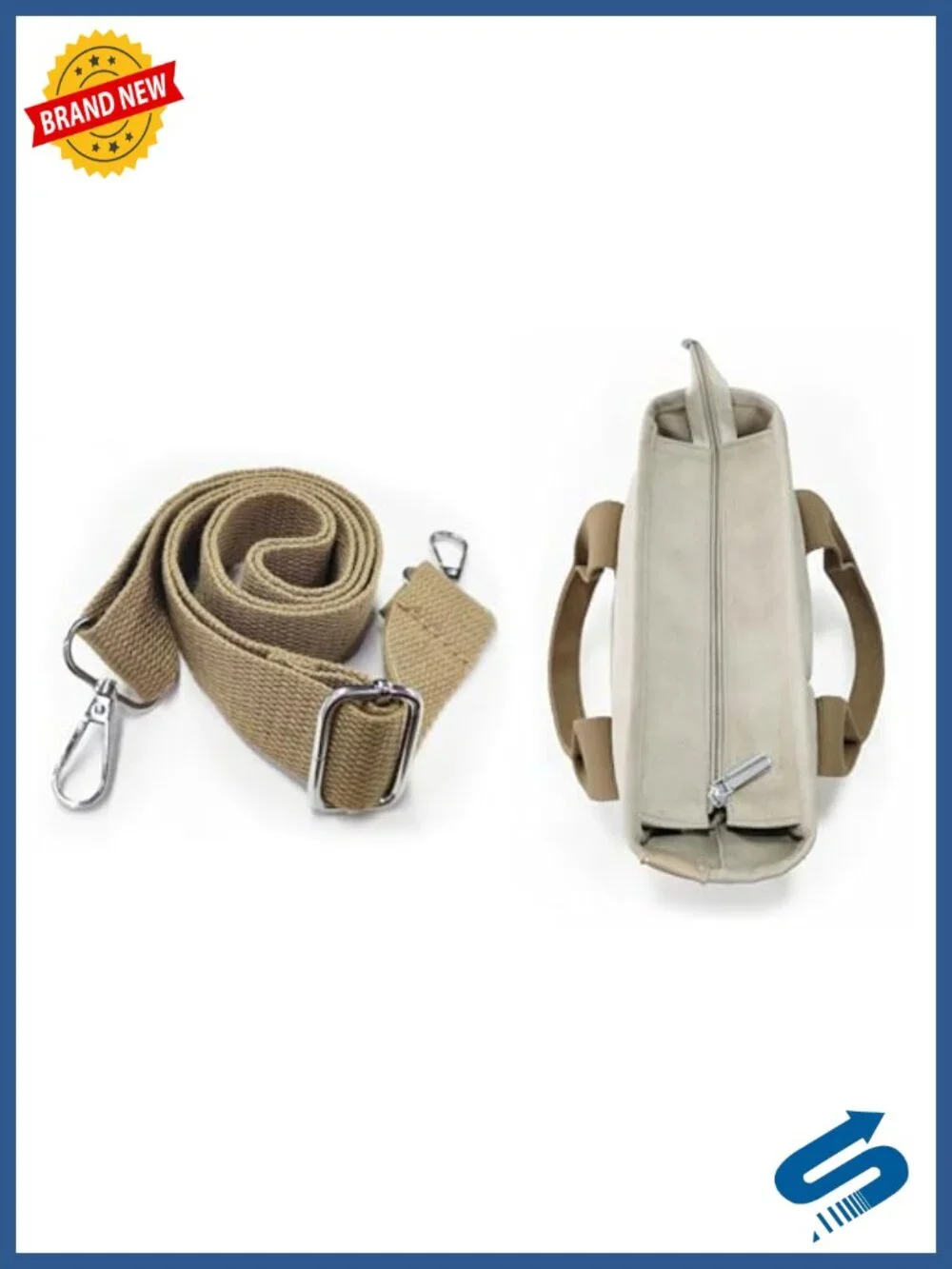 Canvas Tote Bag with Zipper - Crossbody Shoulder Hobo Messenger Bag